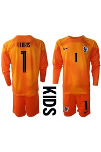 Frankrike Hugo Lloris #1 Keeper Babyklær Hjemme Fotballdrakt til barn VM 2022 Lange ermer (+ Korte bukser)